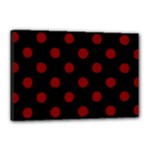 Polka Dots - Maroon Red on Black Canvas 18  x 12  (Stretched)