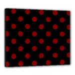 Polka Dots - Maroon Red on Black Canvas 24  x 20  (Stretched)