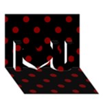 Polka Dots - Maroon Red on Black I Love You 3D Greeting Card (7x5)