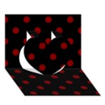 Polka Dots - Maroon Red on Black Heart 3D Greeting Card (7x5)