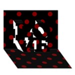 Polka Dots - Maroon Red on Black LOVE 3D Greeting Card (7x5)