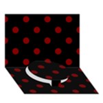 Polka Dots - Maroon Red on Black Circle Bottom 3D Greeting Card (7x5)