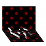 Polka Dots - Maroon Red on Black LOVE Bottom 3D Greeting Card (7x5)