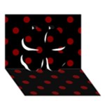 Polka Dots - Maroon Red on Black Clover 3D Greeting Card (7x5)