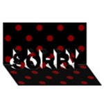 Polka Dots - Maroon Red on Black SORRY 3D Greeting Card (8x4)