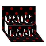 Polka Dots - Maroon Red on Black You Rock 3D Greeting Card (7x5)