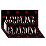 Polka Dots - Maroon Red on Black Congrats Graduate 3D Greeting Card (8x4)