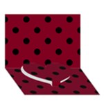 Polka Dots - Black on Burgundy Red Heart Bottom 3D Greeting Card (7x5)