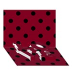 Polka Dots - Black on Burgundy Red LOVE Bottom 3D Greeting Card (7x5)