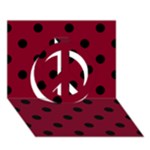 Polka Dots - Black on Burgundy Red Peace Sign 3D Greeting Card (7x5)