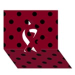 Polka Dots - Black on Burgundy Red Ribbon 3D Greeting Card (7x5)