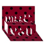 Polka Dots - Black on Burgundy Red Miss You 3D Greeting Card (7x5)