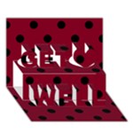 Polka Dots - Black on Burgundy Red Get Well 3D Greeting Card (7x5)