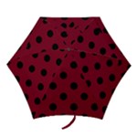 Polka Dots - Black on Burgundy Red Mini Umbrella