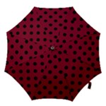 Polka Dots - Black on Burgundy Red Hook Handle Umbrella (Medium)