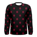 Polka Dots - Burgundy Red on Black Men s Long Sleeve T-shirt