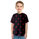 Polka Dots - Burgundy Red on Black Kid s Sport Mesh Tee