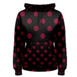 Polka Dots - Burgundy Red on Black Women s Pullover Hoodie