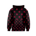 Polka Dots - Burgundy Red on Black Kid s Pullover Hoodie