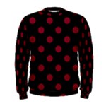 Polka Dots - Burgundy Red on Black Men s Sweatshirt