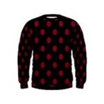 Polka Dots - Burgundy Red on Black Kid s Sweatshirt