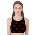 Polka Dots - Burgundy Red on Black Tank Bikini Top