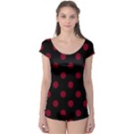 Polka Dots - Burgundy Red on Black Boyleg Leotard (Ladies)