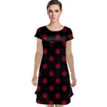 Polka Dots - Burgundy Red on Black Cap Sleeve Nightdress