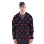 Polka Dots - Burgundy Red on Black Hooded Wind Breaker (Men)