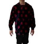 Polka Dots - Burgundy Red on Black Hooded Wind Breaker (Kids)