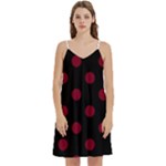 Polka Dots - Burgundy Red on Black Women s Reversible Sports Bra with Border
