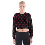 Polka Dots - Burgundy Red on Black Women s Cropped Sweatshirt