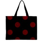 Polka Dots - Burgundy Red on Black Zipper Mini Tote Bag