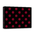 Polka Dots - Burgundy Red on Black Deluxe Canvas 16  x 12  (Stretched)