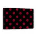 Polka Dots - Burgundy Red on Black Deluxe Canvas 18  x 12  (Stretched)