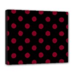 Polka Dots - Burgundy Red on Black Deluxe Canvas 24  x 20  (Stretched)