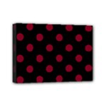 Polka Dots - Burgundy Red on Black Mini Canvas 7  x 5  (Stretched)