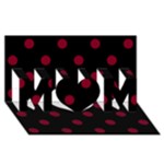 Polka Dots - Burgundy Red on Black MOM 3D Greeting Card (8x4)