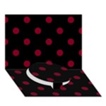 Polka Dots - Burgundy Red on Black Circle Bottom 3D Greeting Card (7x5)