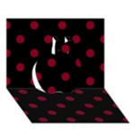 Polka Dots - Burgundy Red on Black Apple 3D Greeting Card (7x5)
