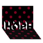Polka Dots - Burgundy Red on Black HOPE 3D Greeting Card (7x5)