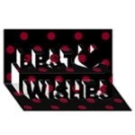 Polka Dots - Burgundy Red on Black Best Wish 3D Greeting Card (8x4)