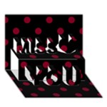 Polka Dots - Burgundy Red on Black Miss You 3D Greeting Card (7x5)