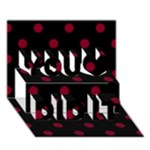 Polka Dots - Burgundy Red on Black You Did It 3D Greeting Card (7x5)