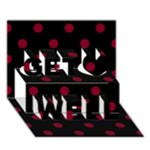Polka Dots - Burgundy Red on Black Get Well 3D Greeting Card (7x5)