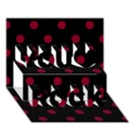 Polka Dots - Burgundy Red on Black You Rock 3D Greeting Card (7x5)