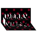 Polka Dots - Burgundy Red on Black Merry Xmas 3D Greeting Card (8x4)