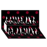 Polka Dots - Burgundy Red on Black Congrats Graduate 3D Greeting Card (8x4)