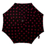 Polka Dots - Burgundy Red on Black Hook Handle Umbrella (Medium)