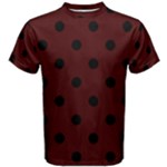 Polka Dots - Black on Bulgarian Rose Red Men s Cotton Tee